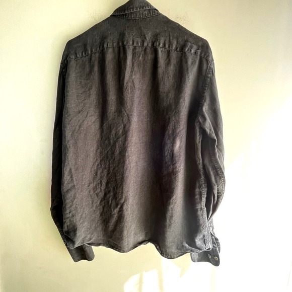 UNTUCKit Mens Linen Shirt Button Up Wrinkle Resistant Black Casual Medium - Picture 3 of 5